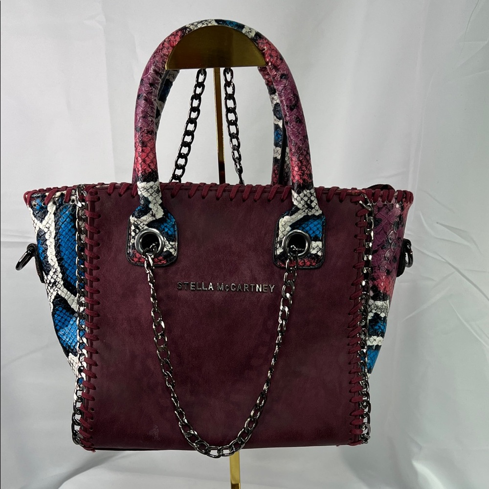 Stella McCartney Burgundy and Snake Print Tote